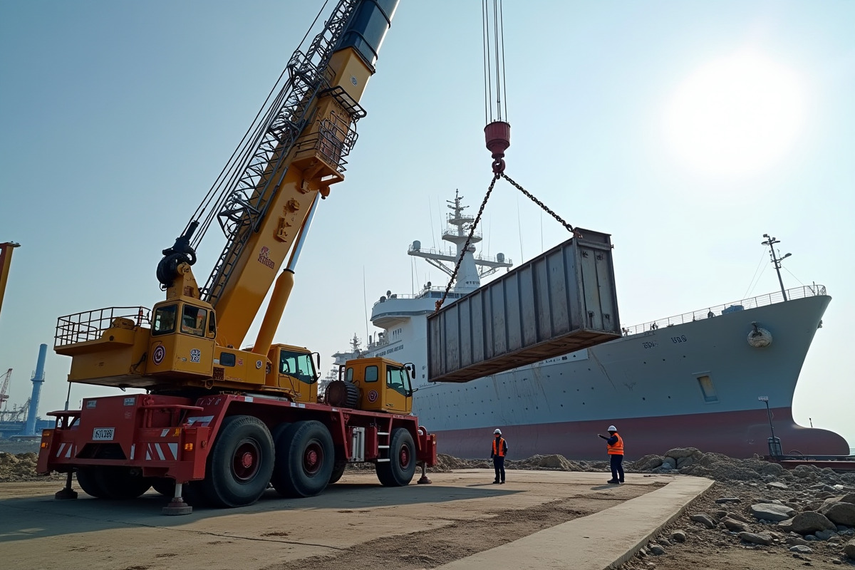 camion-grue chantier naval